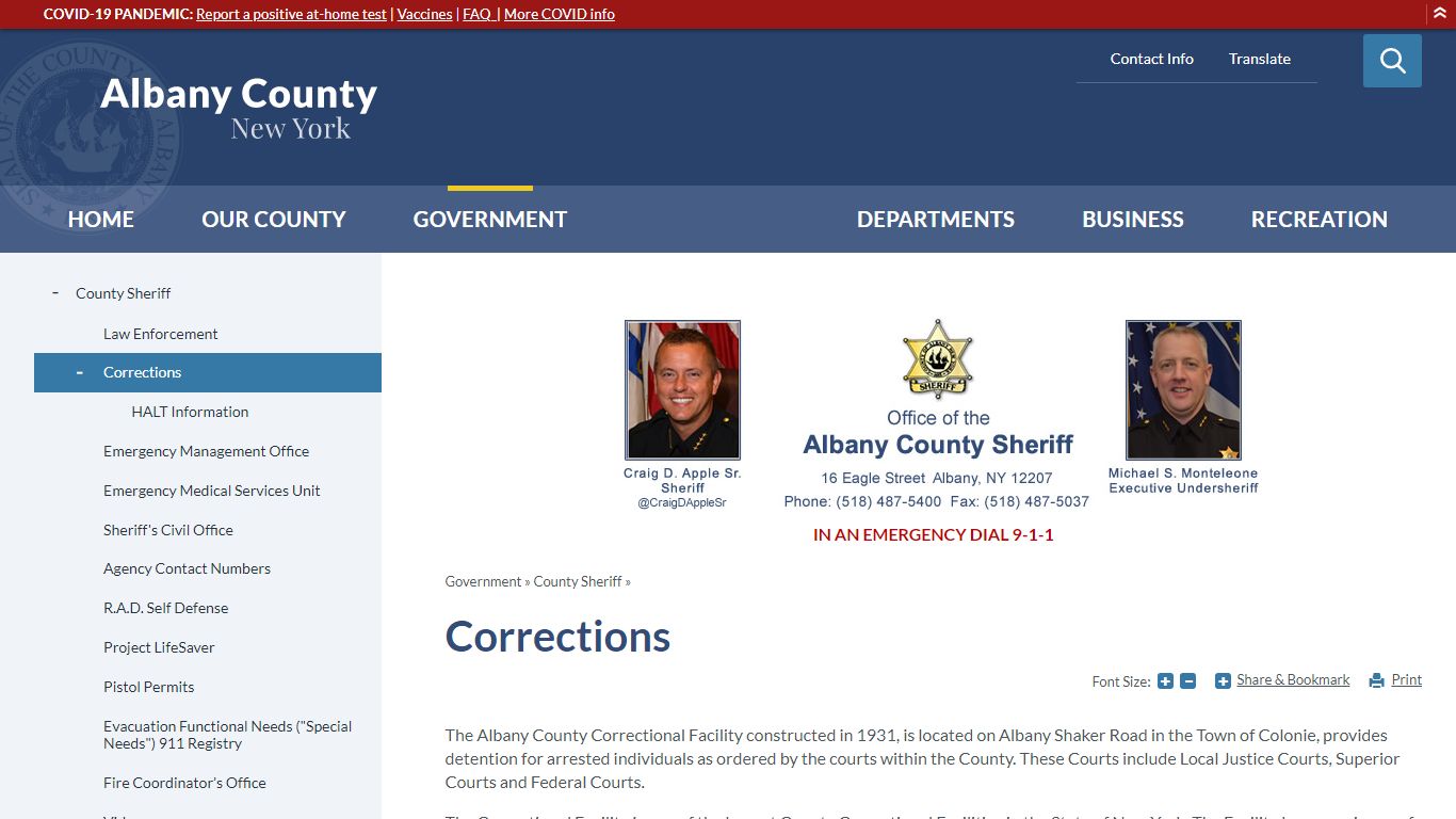 Corrections | Albany County, NY